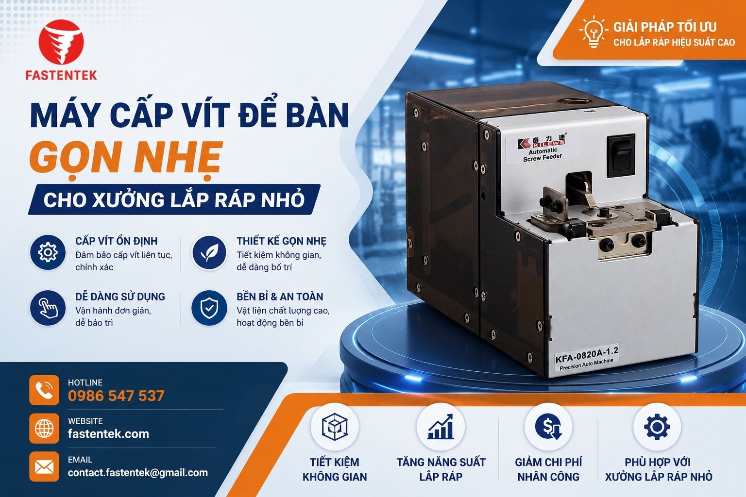 Máy cấp vít để bàn cho xưởng lắp ráp nhỏ và vừa